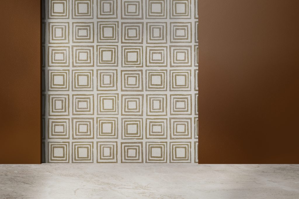 Geometric patterned wall empty room authentic interior design